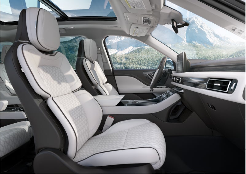 The interior of a Lincoln Aviator® Black Label model is shown in the Chalet theme | Beach Lincoln in Myrtle Beach SC