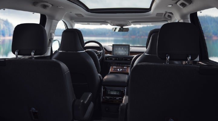 The interior of a 2024 Lincoln Aviator® SUV from behind the second row | Beach Lincoln in Myrtle Beach SC