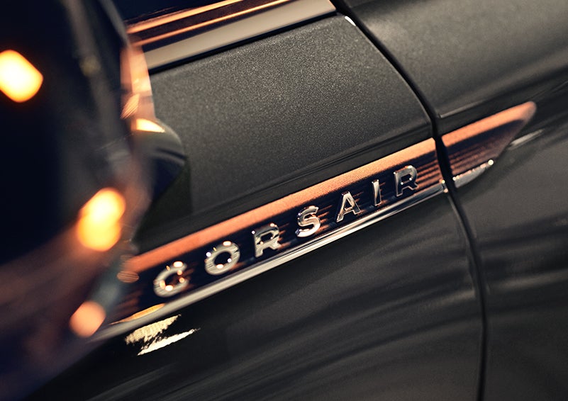 The stylish chrome badge reading “CORSAIR” is shown on the exterior of the vehicle. | Beach Lincoln in Myrtle Beach SC