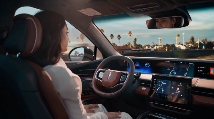A person is shown driving hands-free on the highway with available Lincoln BlueCruise technology. | Beach Lincoln in Myrtle Beach SC