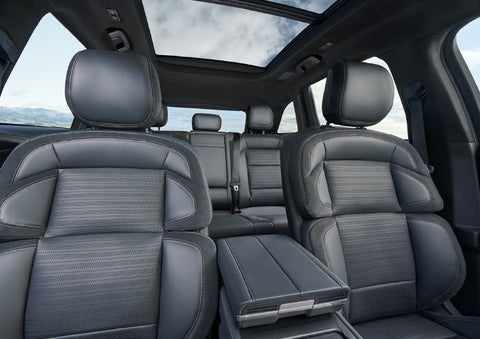 The spacious second row and available panoramic Vista Roof® is shown. | Beach Lincoln in Myrtle Beach SC