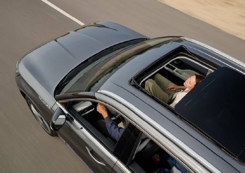The available panoramic Vista Roof® of a 2027 Lincoln Aviator® SUV is open. | Beach Lincoln in Myrtle Beach SC